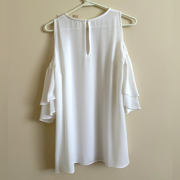 Michael Kors White Cold Shoulder Ruffle Top - Picture 4 of 6